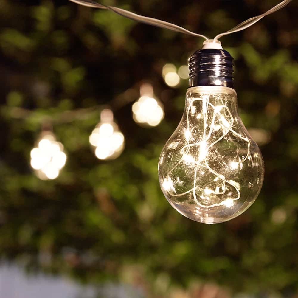 Solar Vintage Bulb Festoon  Lights - Set Of 10