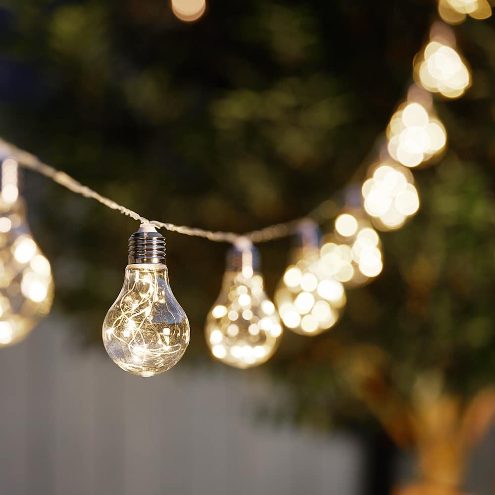 Solar Vintage Bulb Festoon Lights - Set Of 10