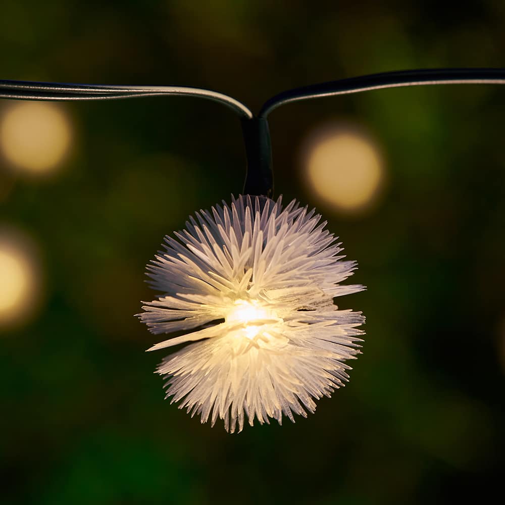 Warm White Solar Dandelion Festoon Lights - Set Of 30