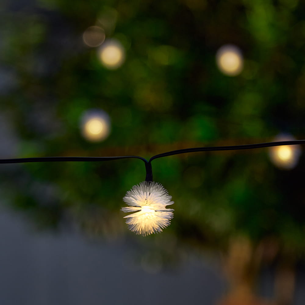 Warm White Solar Dandelion Festoon Lights - Set Of 30