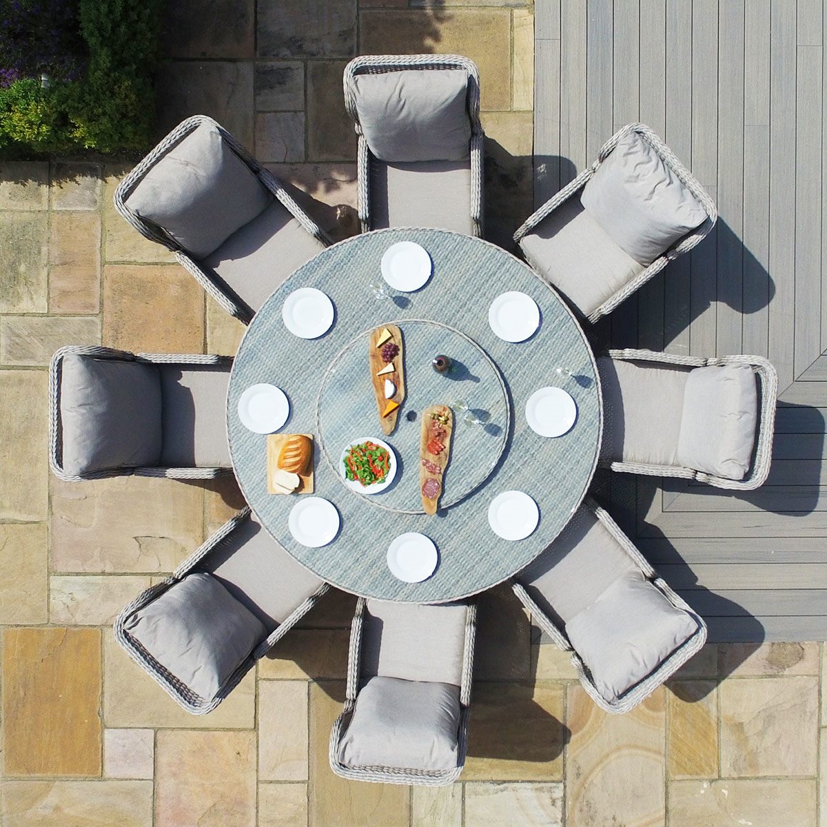 Cotswold Reclining 8 Seat Round Dining Set
(with woven Lazy Susan)