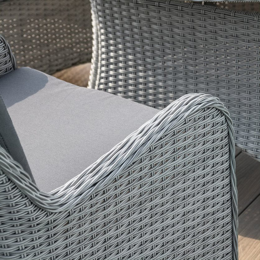 Grey Rattan 8 Seat Oval Rattan Dining Set - With Fire Pit Table