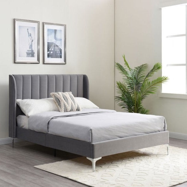 Richmond Grey Velvet Bed