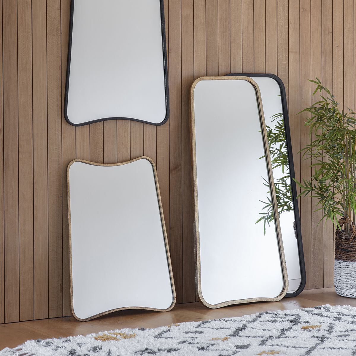 Lucca Black Curved Corner Wall Mirror