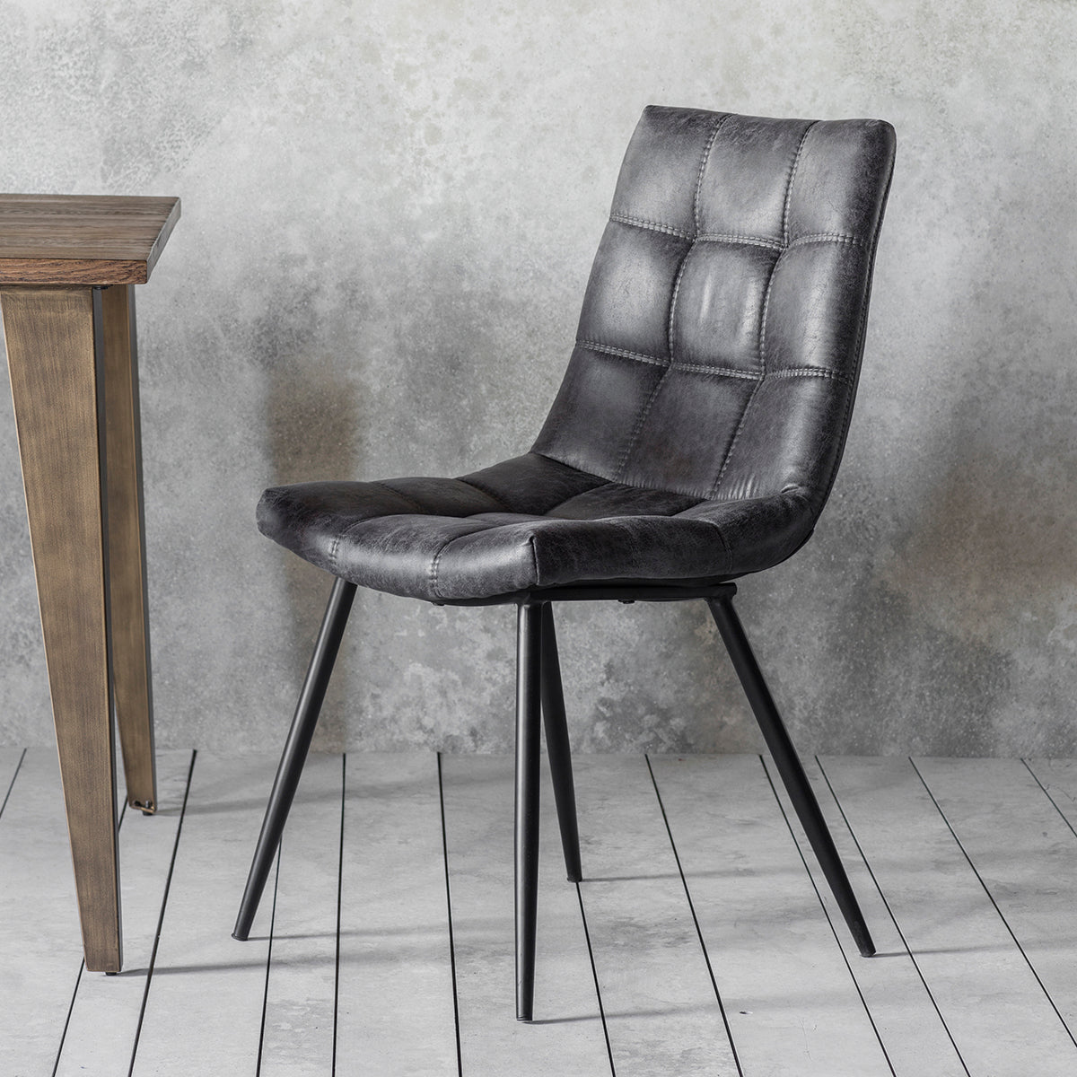 Sloane Charcoal Faux Leather Dining Chairs - Set of 2
