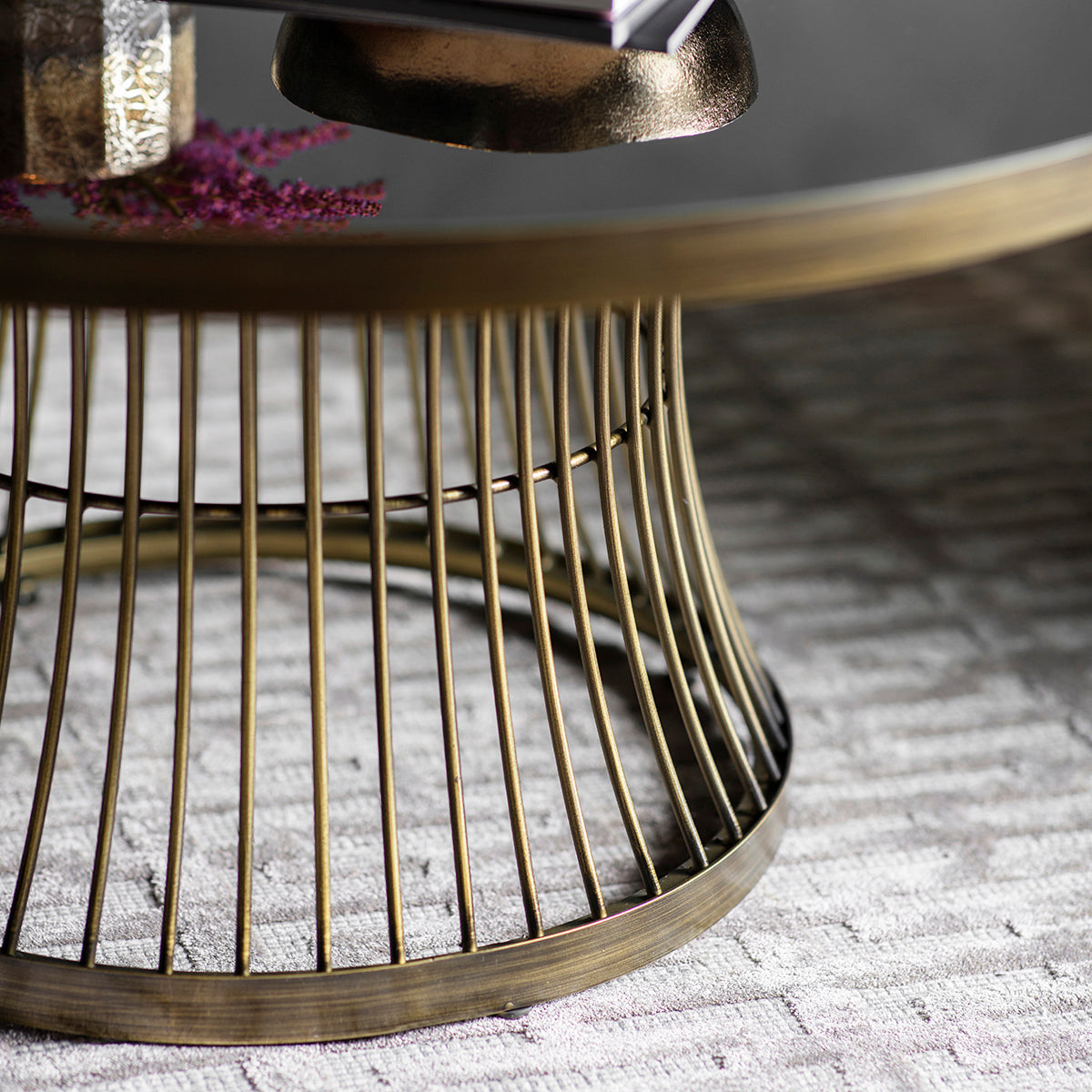 Ikon Bronze Wired Circular Glass Coffee Table
