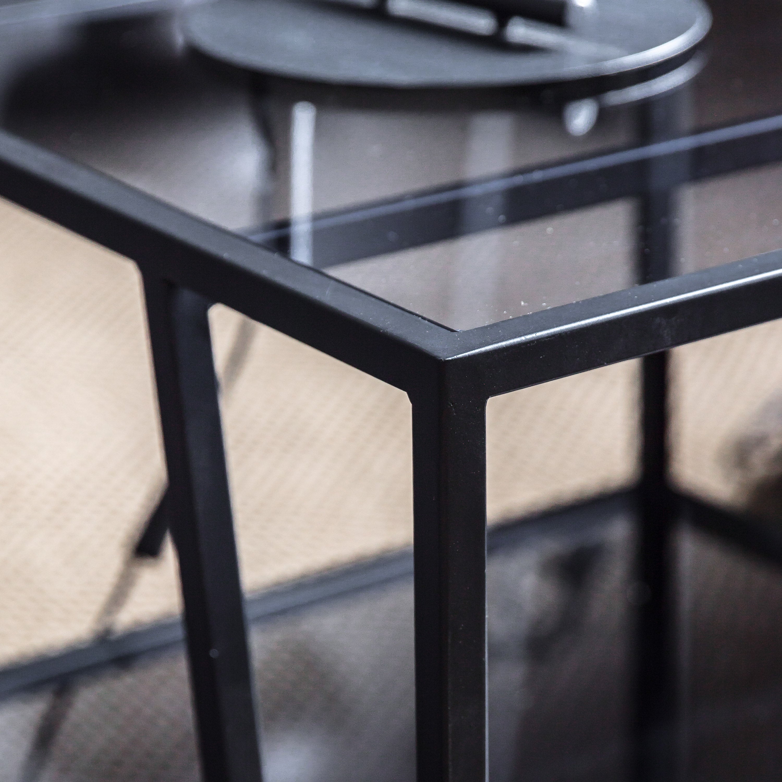 Loft Black Iron & Glass Side Table