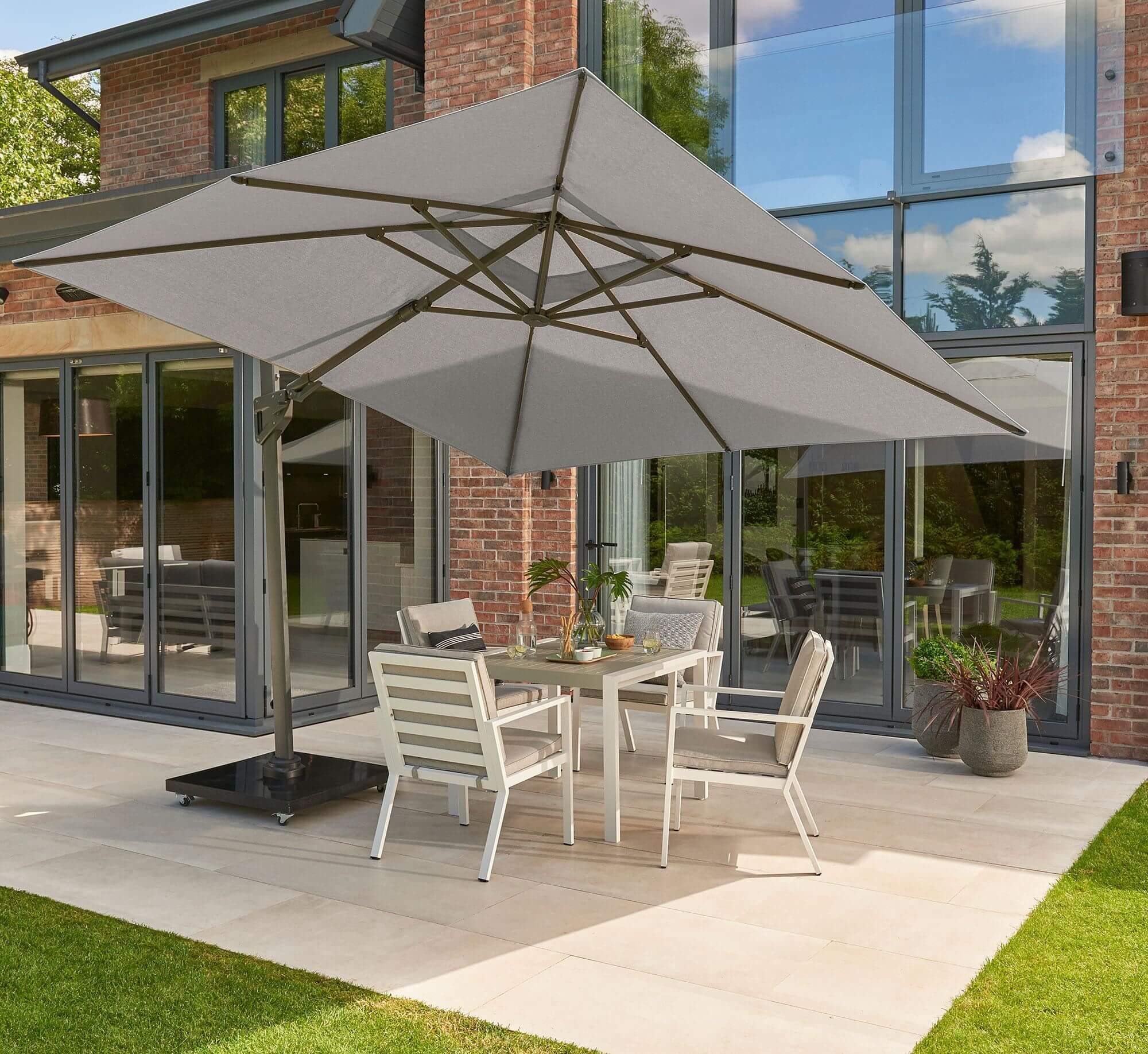 square 3x3m LED Parasol With Wheeled Base #colour_smoke grey