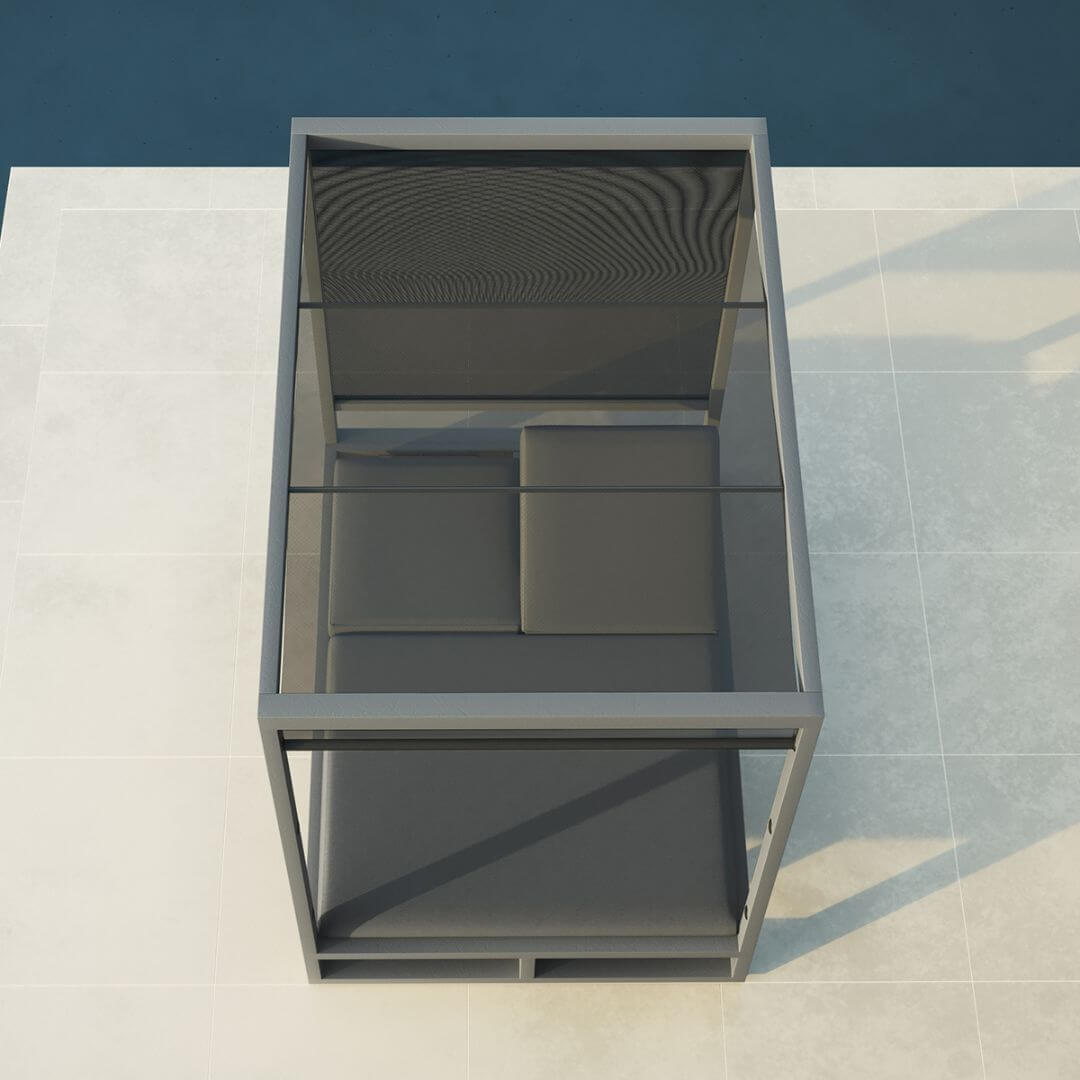 Aluminium and Fabric Double Sunlounger #colour_flanelle