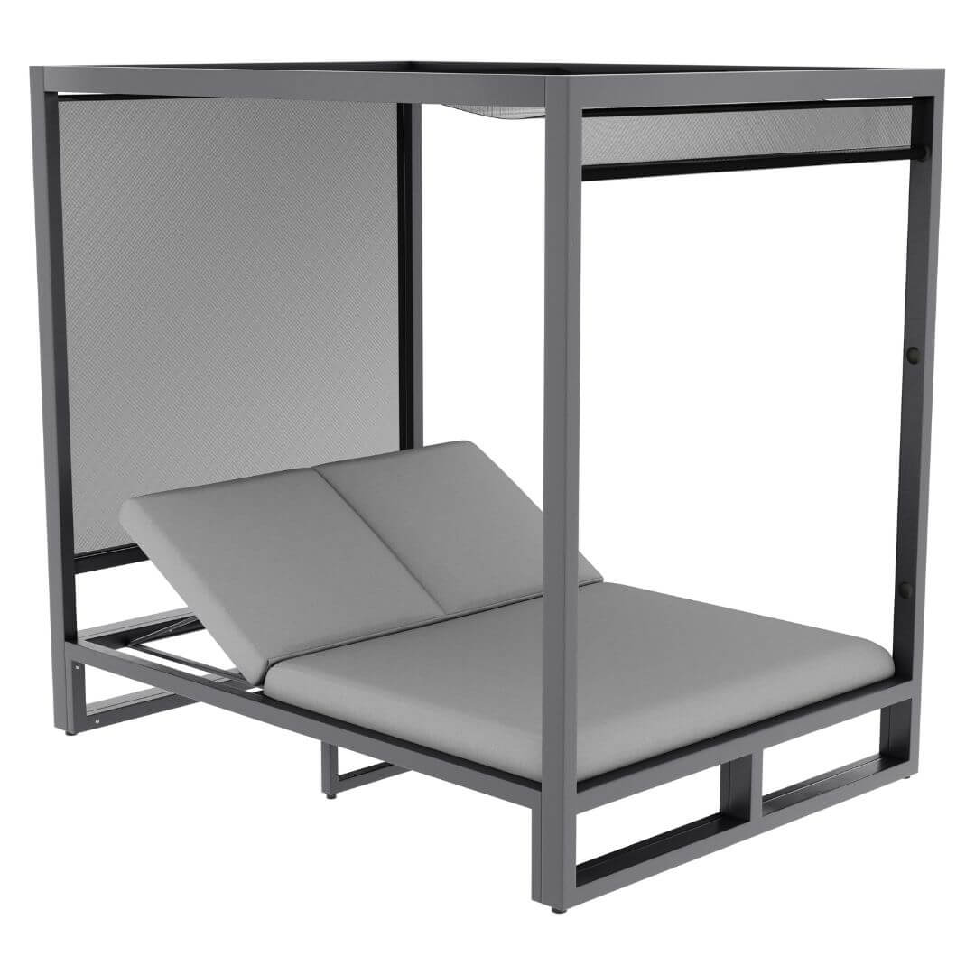 Aluminium and Fabric Double Sunlounger #colour_flanelle