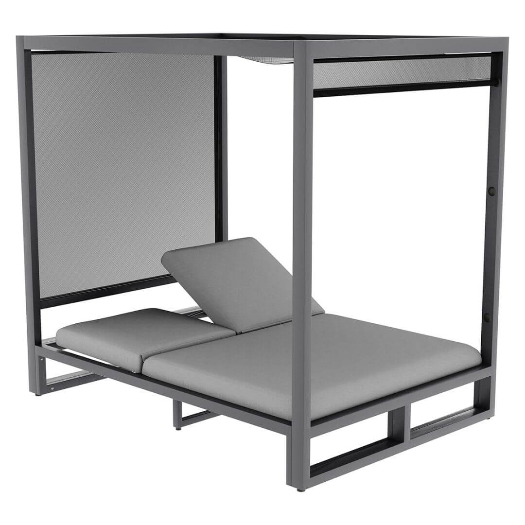Aluminium and Fabric Double Sunlounger #colour_flanelle