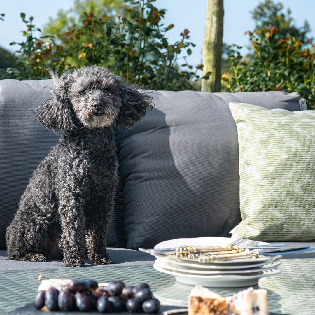 Grey Rattan 3 Seat Sofa Dining Set with Rising Table