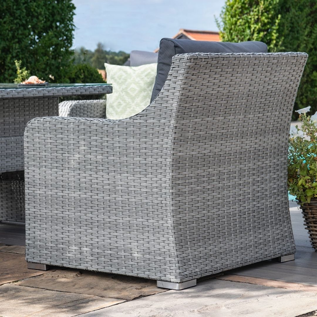 Grey Rattan 3 Seat Sofa Dining Set with Rising Table