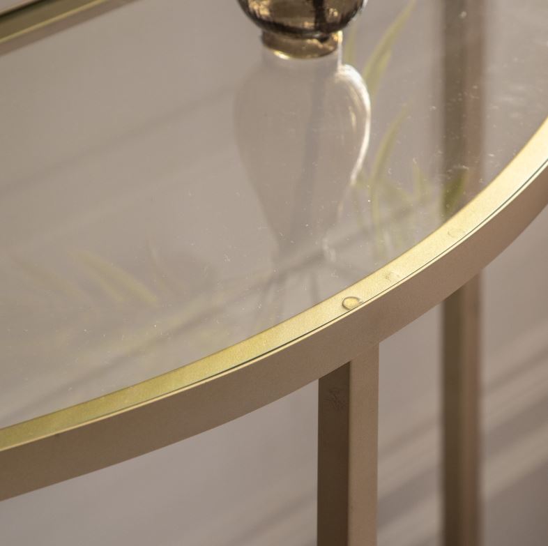 Demi Gold Glass Curved Console Table