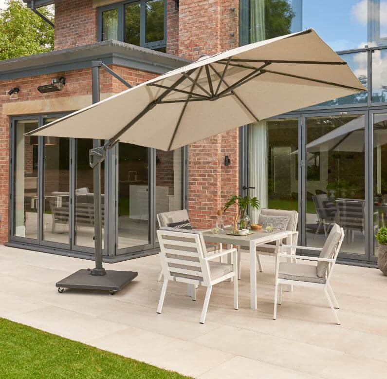 grey square 3x3m LED Parasol With Wheeled Base #colour_soft grey