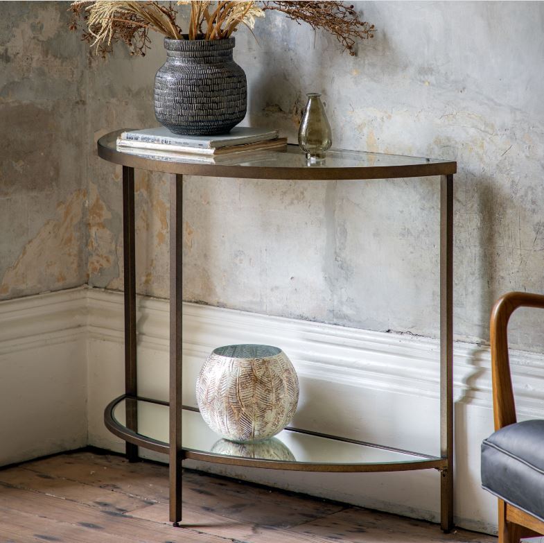 Dune Bronze Glass Curved Console Table