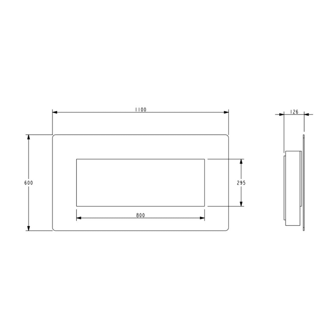 Electriflame XD 1100 Wall Mounted Electric Fire - Black Glass