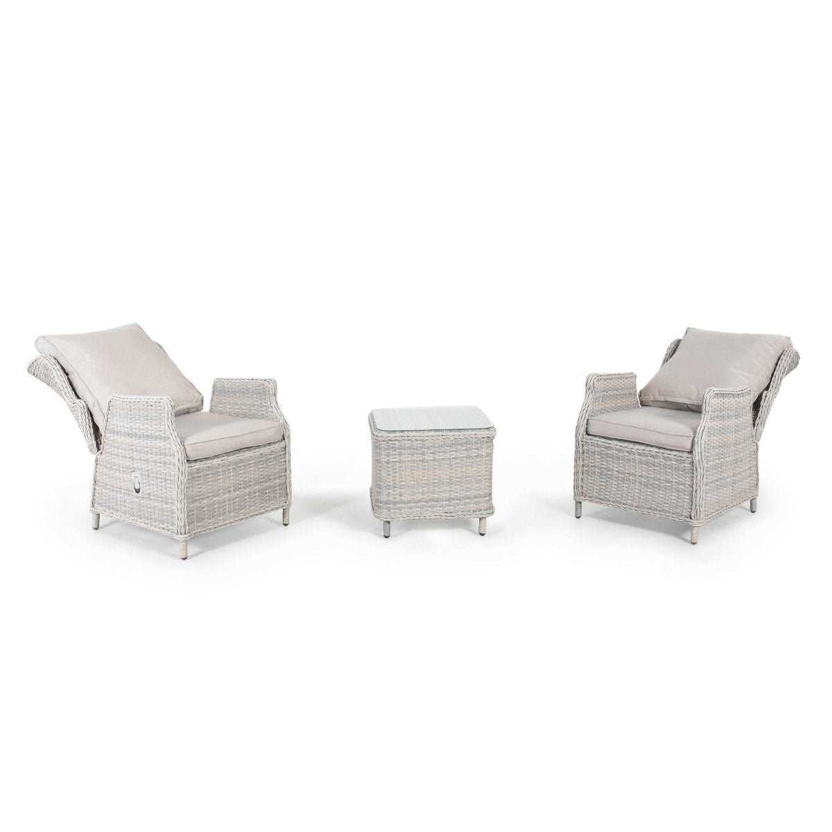 Grey Rattan Reclining 2 Seat Lounge Set