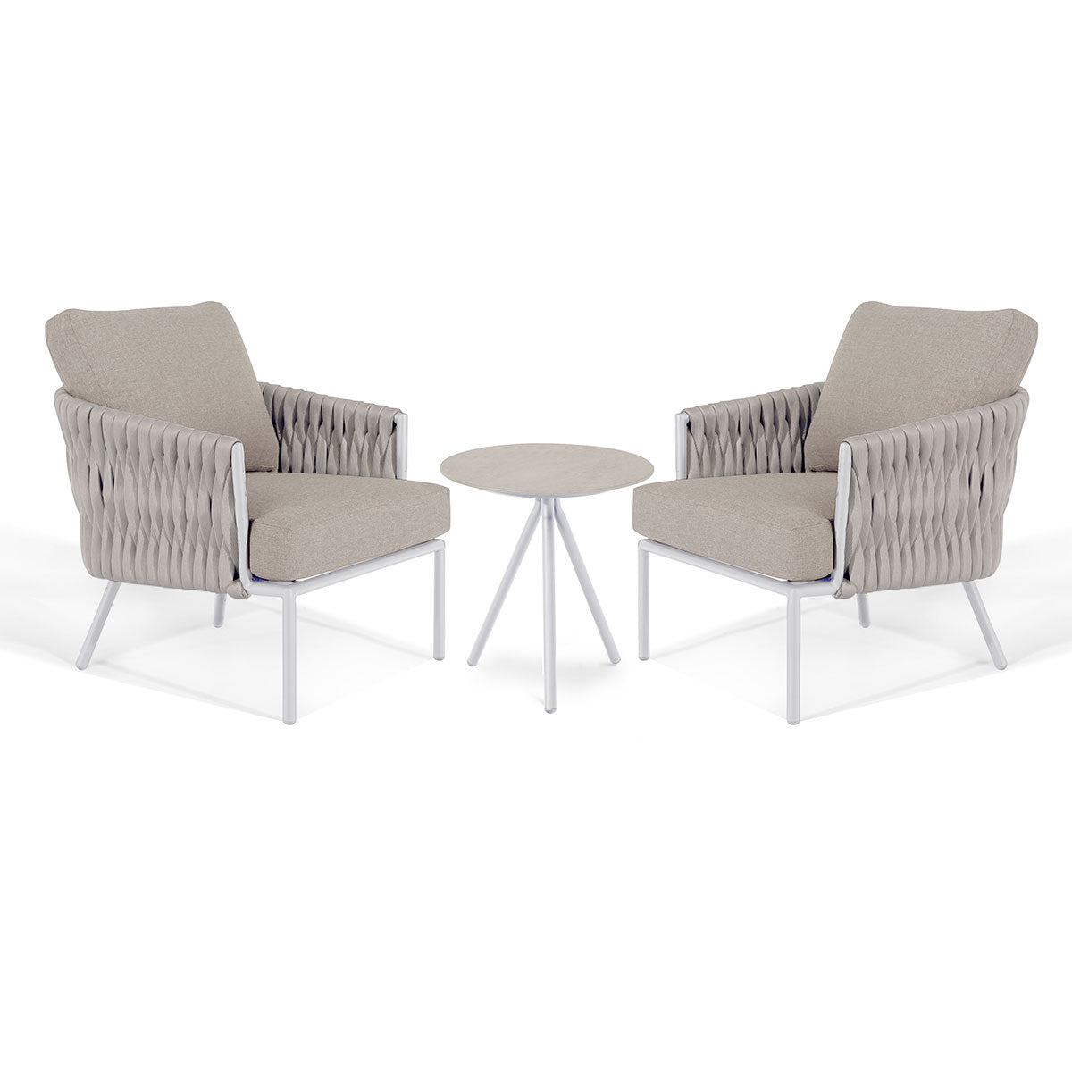 Marina 2 Seat Lounge Set Sandstone / Beige Rope and Aluminium Outdoor Furniture #colour_sandstone