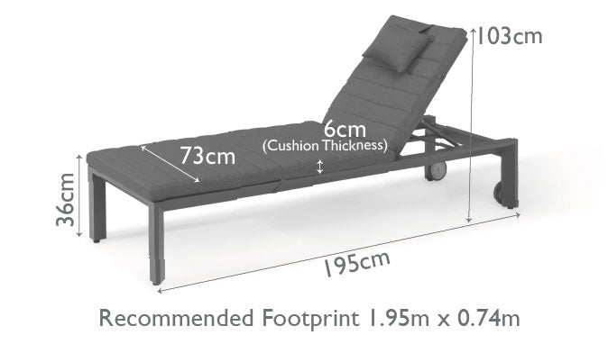 Grey aluminium reclining sunlounger