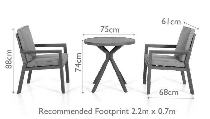Aluminium 3 Piece Bistro Set #colour_grey #colour_white