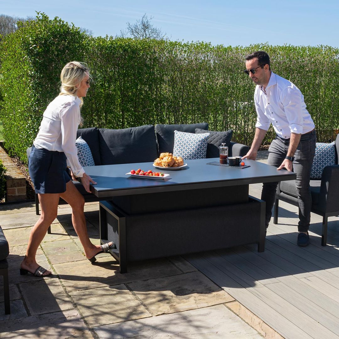 Pulse 3 Seat Sofa Set with Rising Table #colour_charcoal