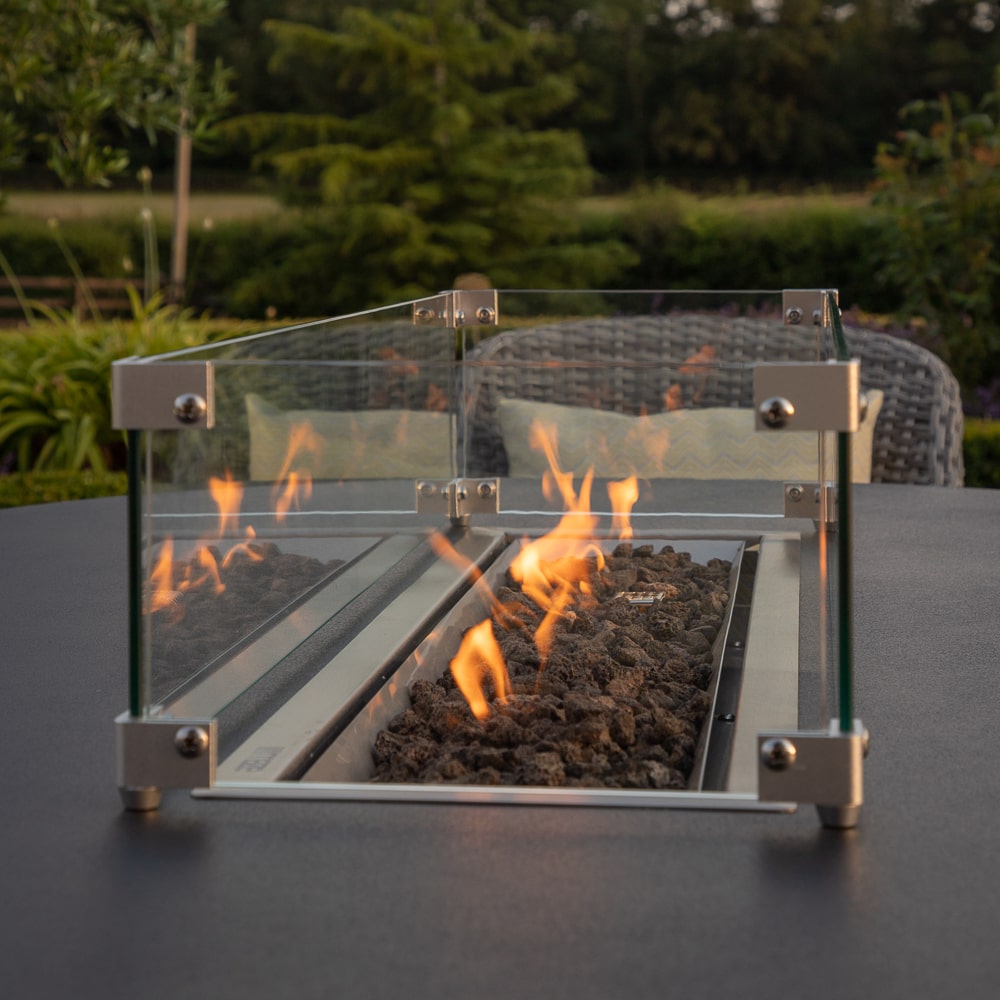 Santorini 6 Seat Oval Rattan Dining Set - With Fire Pit Table
