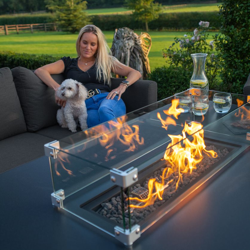 3 seat sofa set with firepit #colour_charcoal