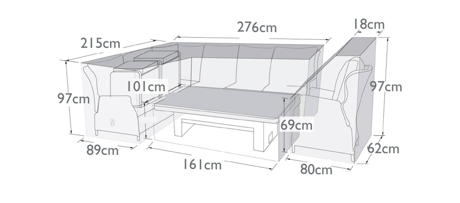 Outdoor Cover For Cotswold Corner Dining Set & Chair