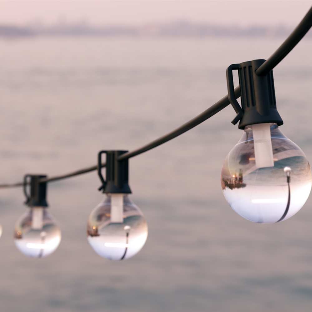 Solar Festoon Lights (Set Of 25 Glass Bulbs)