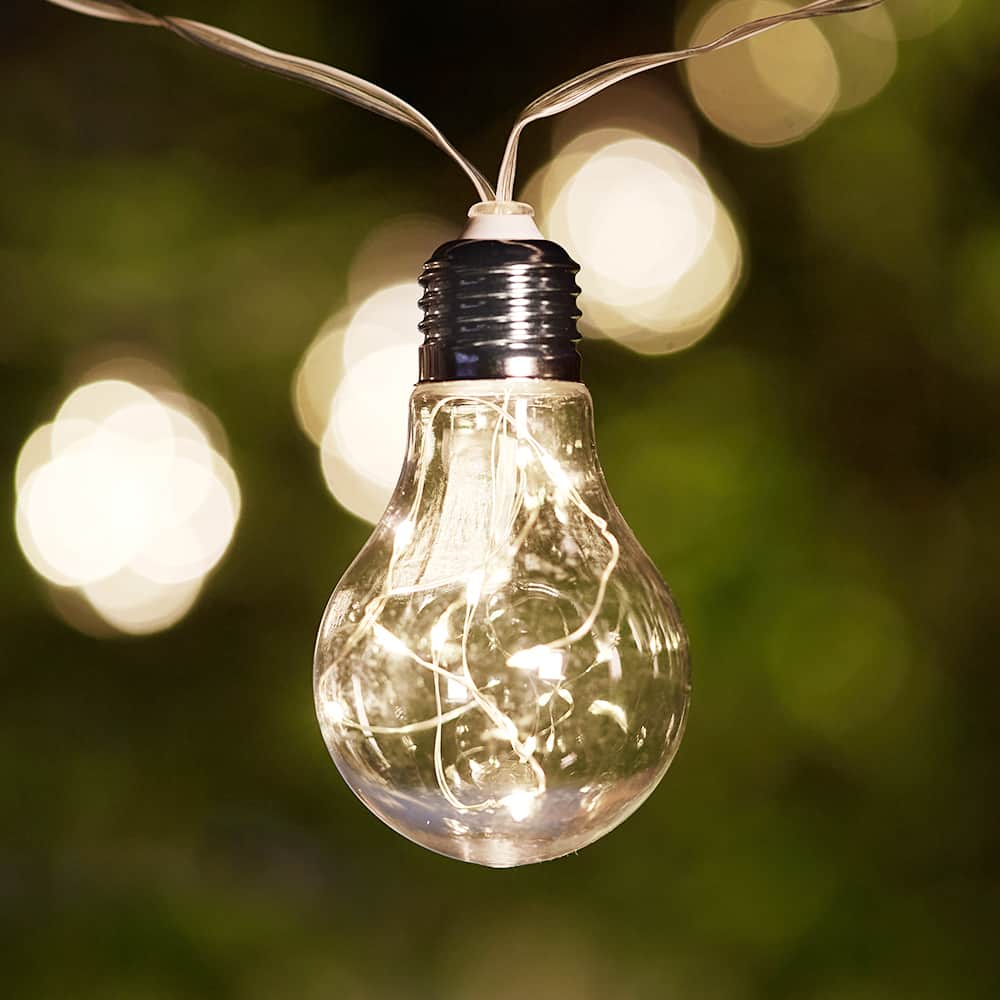 Solar Vintage Bulb Festoon  Lights - Set Of 10