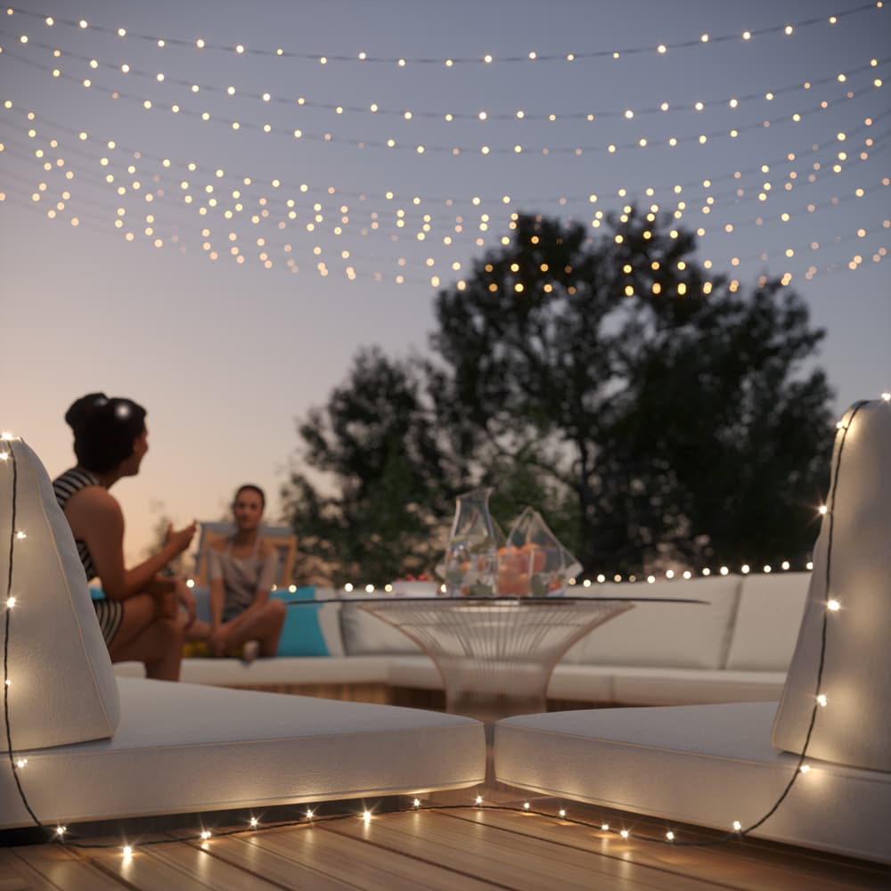 Warm White & White Solar Fairy Lights - 1000 DualWhite LEDs
