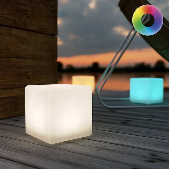 Multicoloured Indoor & Outdoor Solar Mini Cube Mood Light