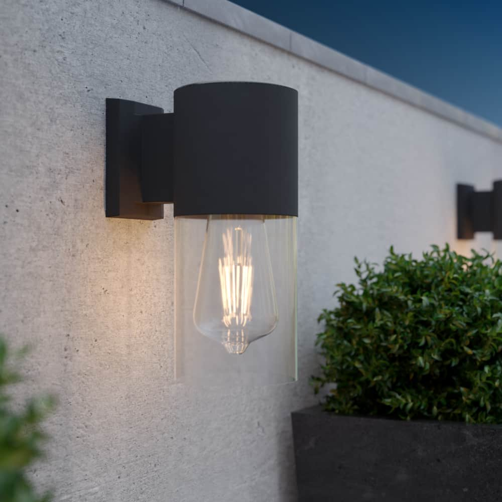 Arezzo Dark Grey Tubular Solar Wall Light