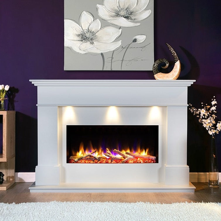Ultiflame VR Adour Elite Illumia 33" Electric Fireplace Suite - Smooth White
