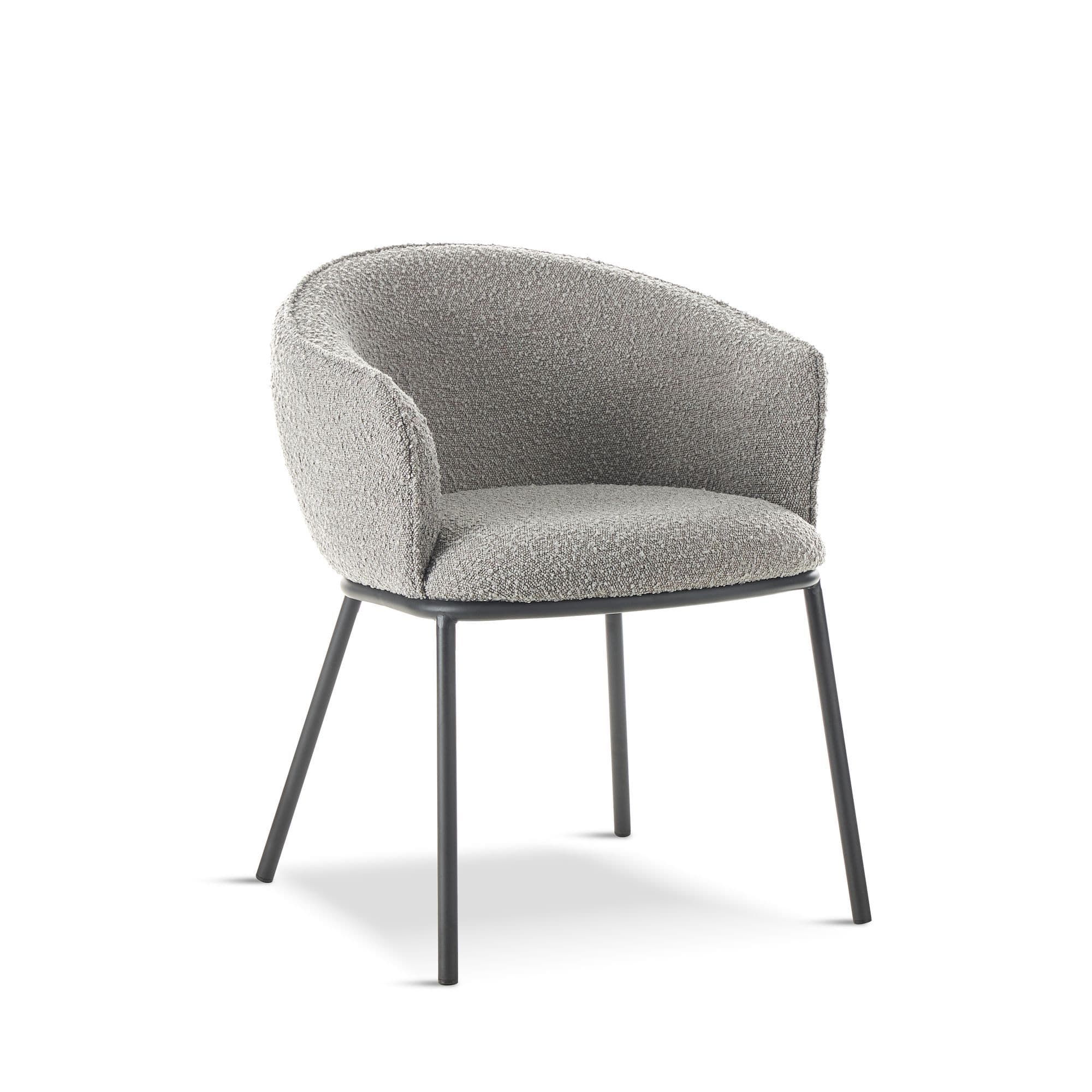 Grey Boucle Cup Dining Chair