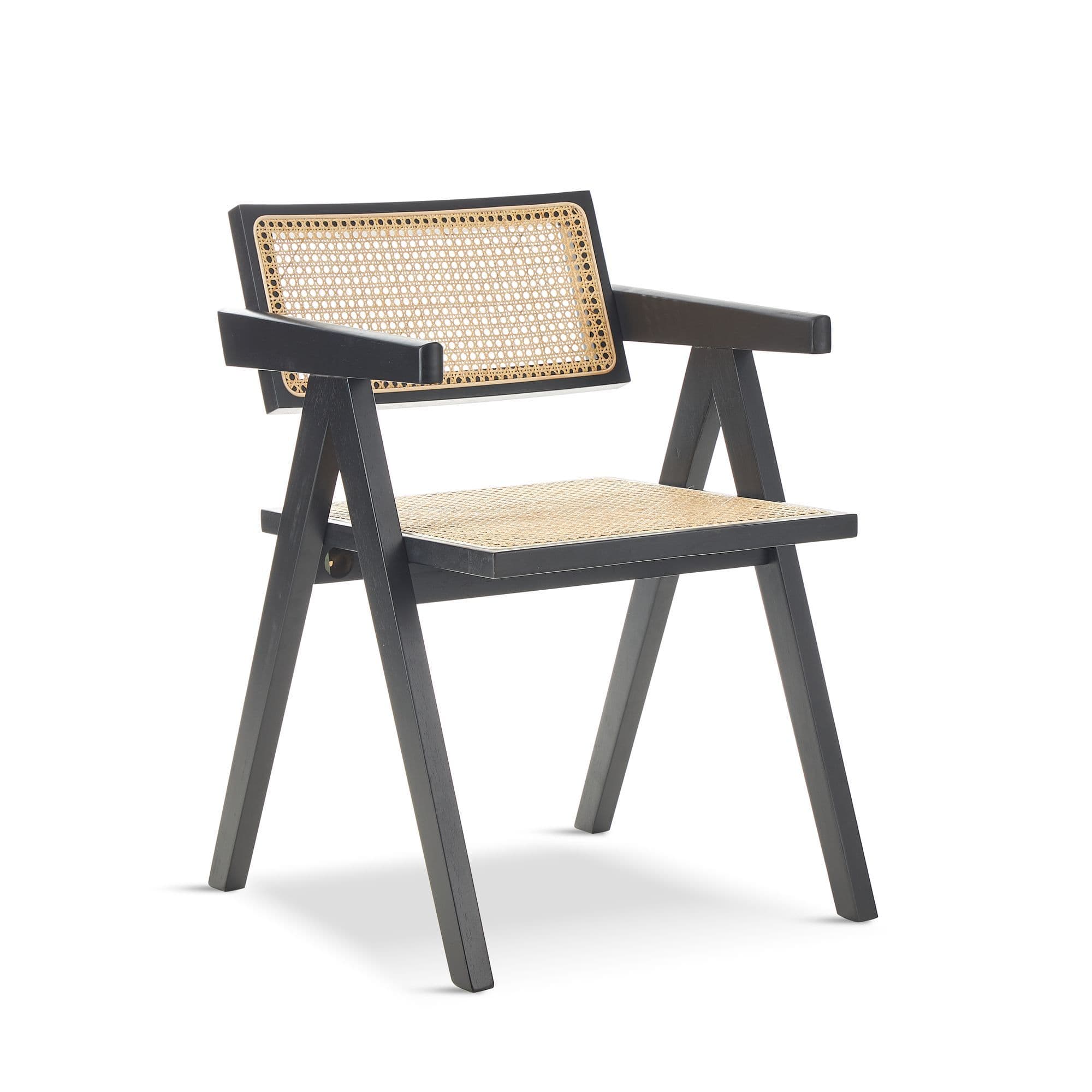 Set of 2 Black Rattan Dining Chairs