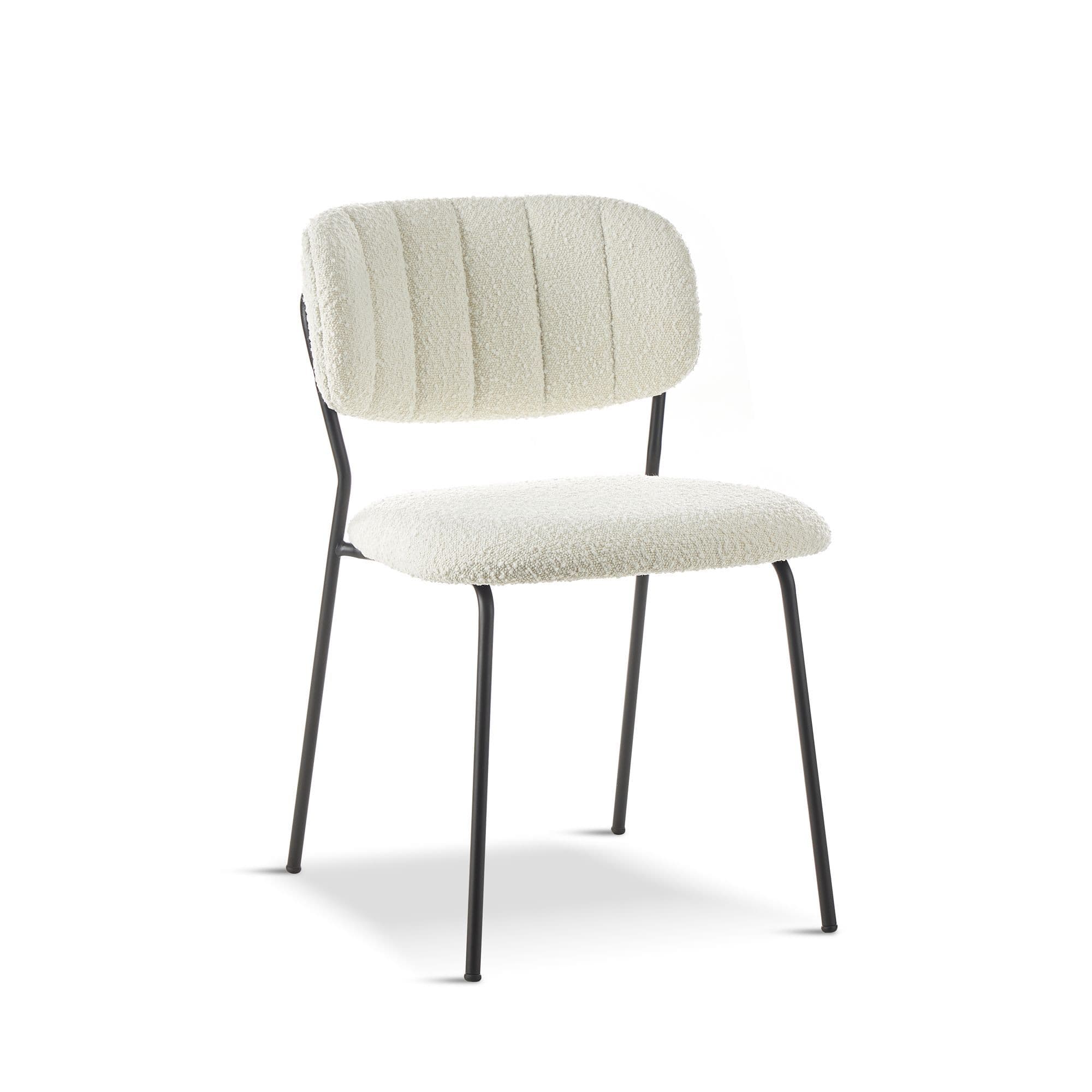 White Boucle Frame Chairs x2