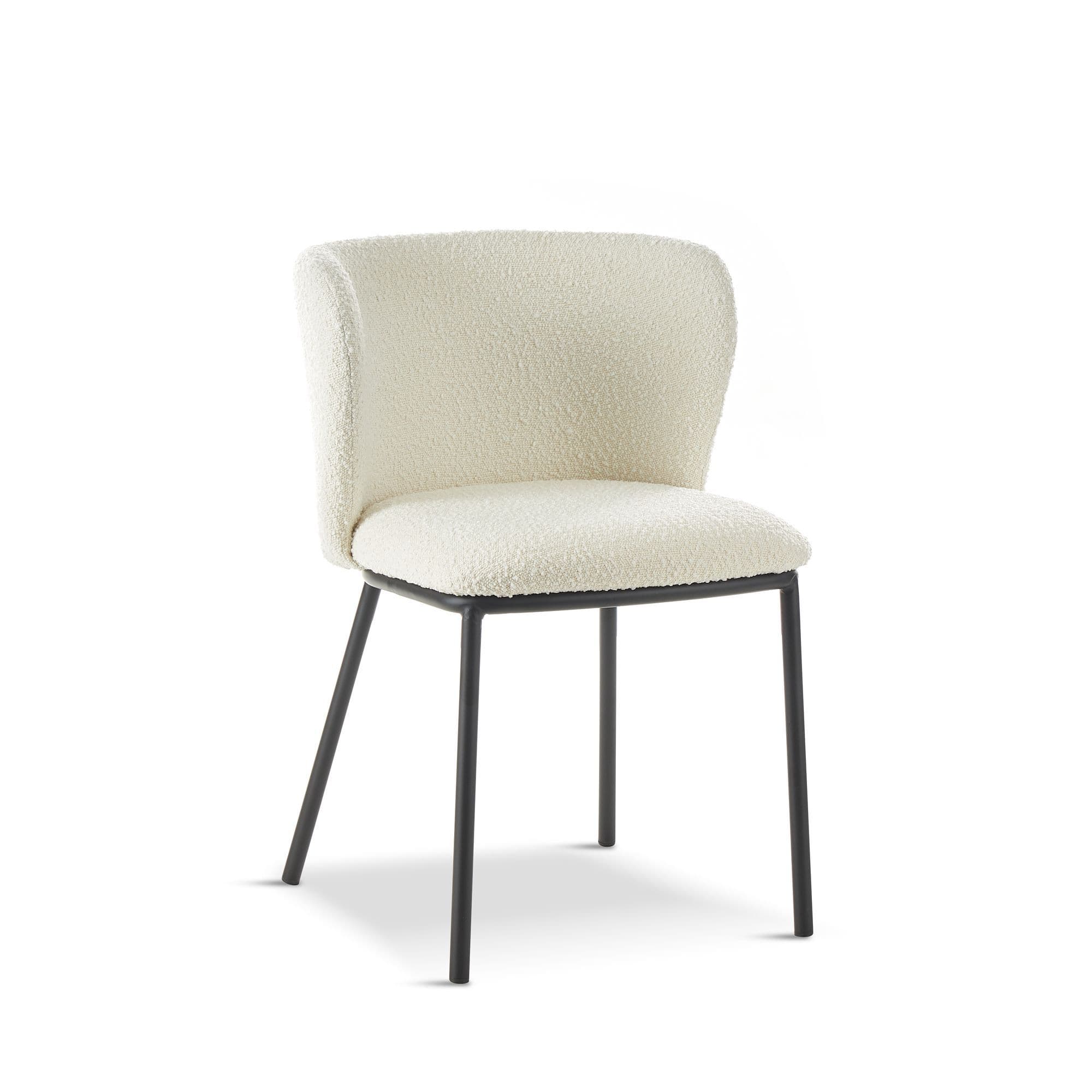 White Boucle Dining Chairs x2