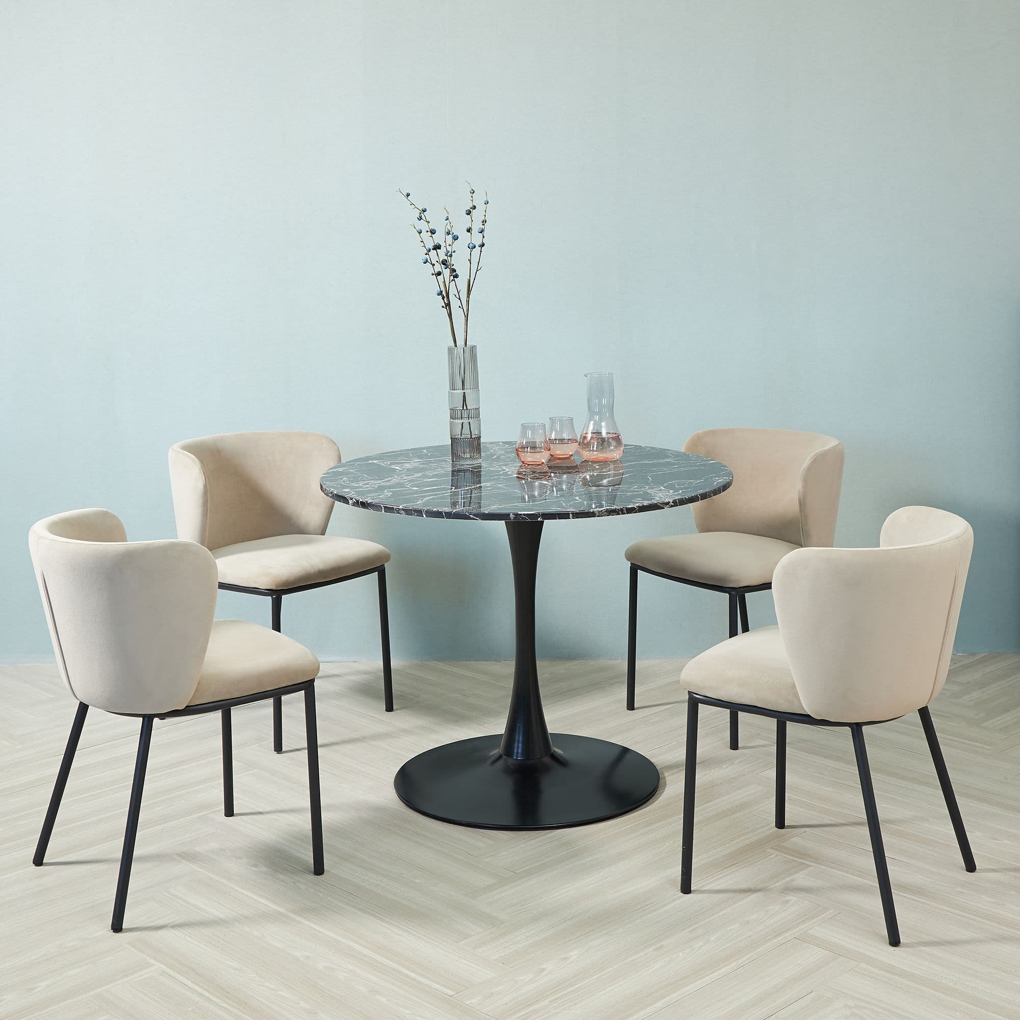 Grey Velvet Dining Chair (x2)