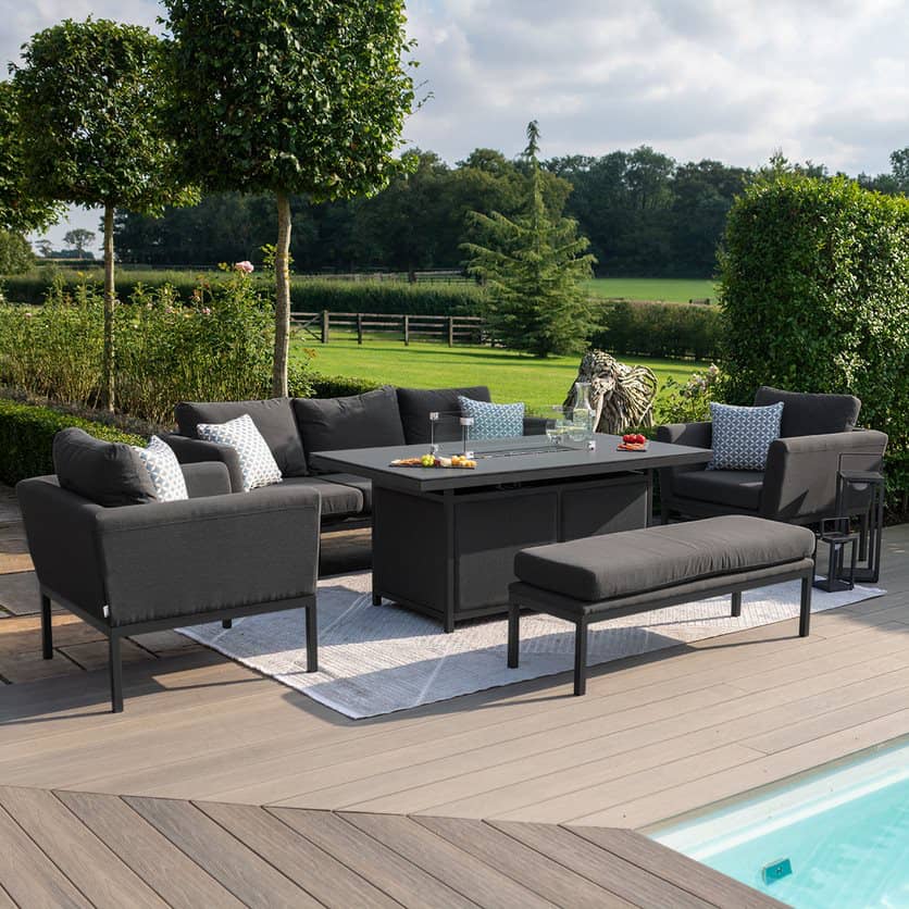 3 seat sofa set with firepit #colour_charcoal