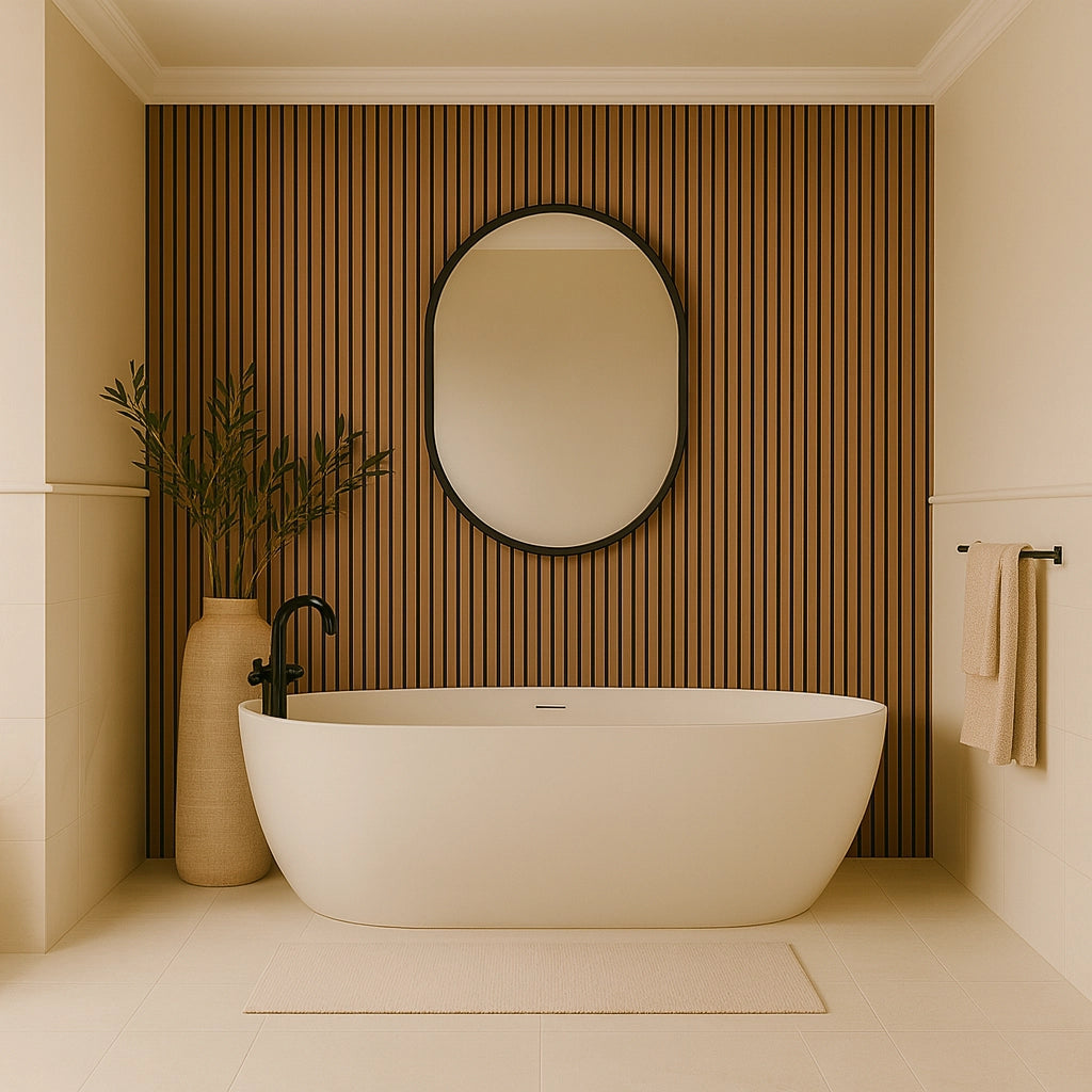 Residence – Medium Oak & Black Waterproof Wall Panel • Pack of 4