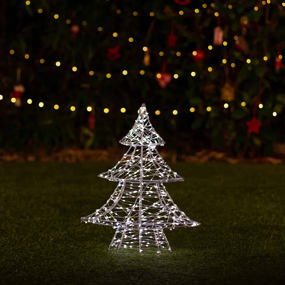 Small DualWhite Solar Christmas Tree LED
