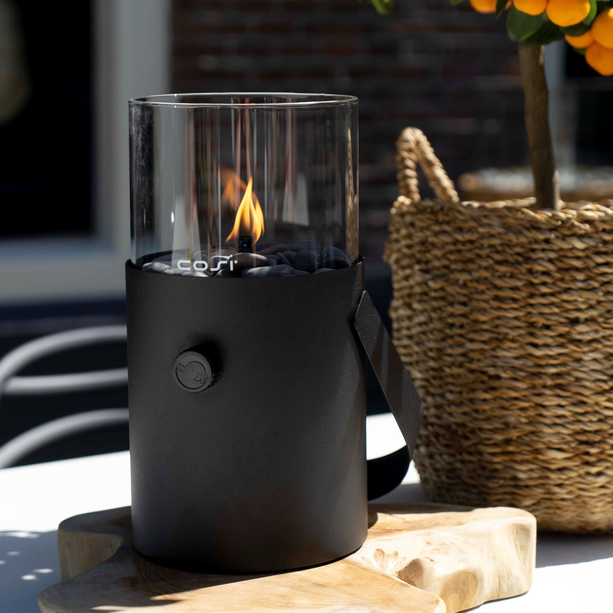 Black Portable Table Top Fire Lantern
