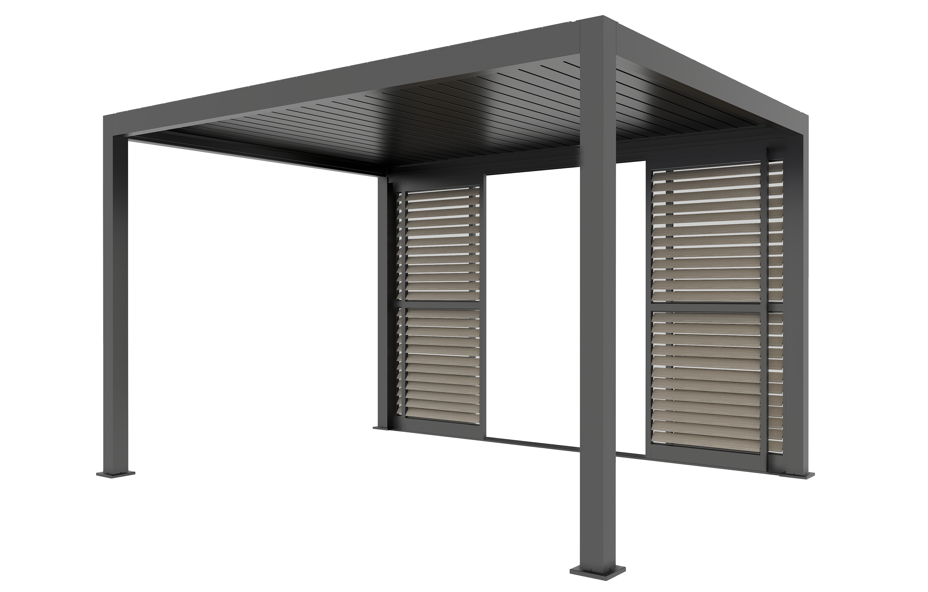 4m Sliding Louvred Doors for Neptune Deluxe Pergolas - Oak