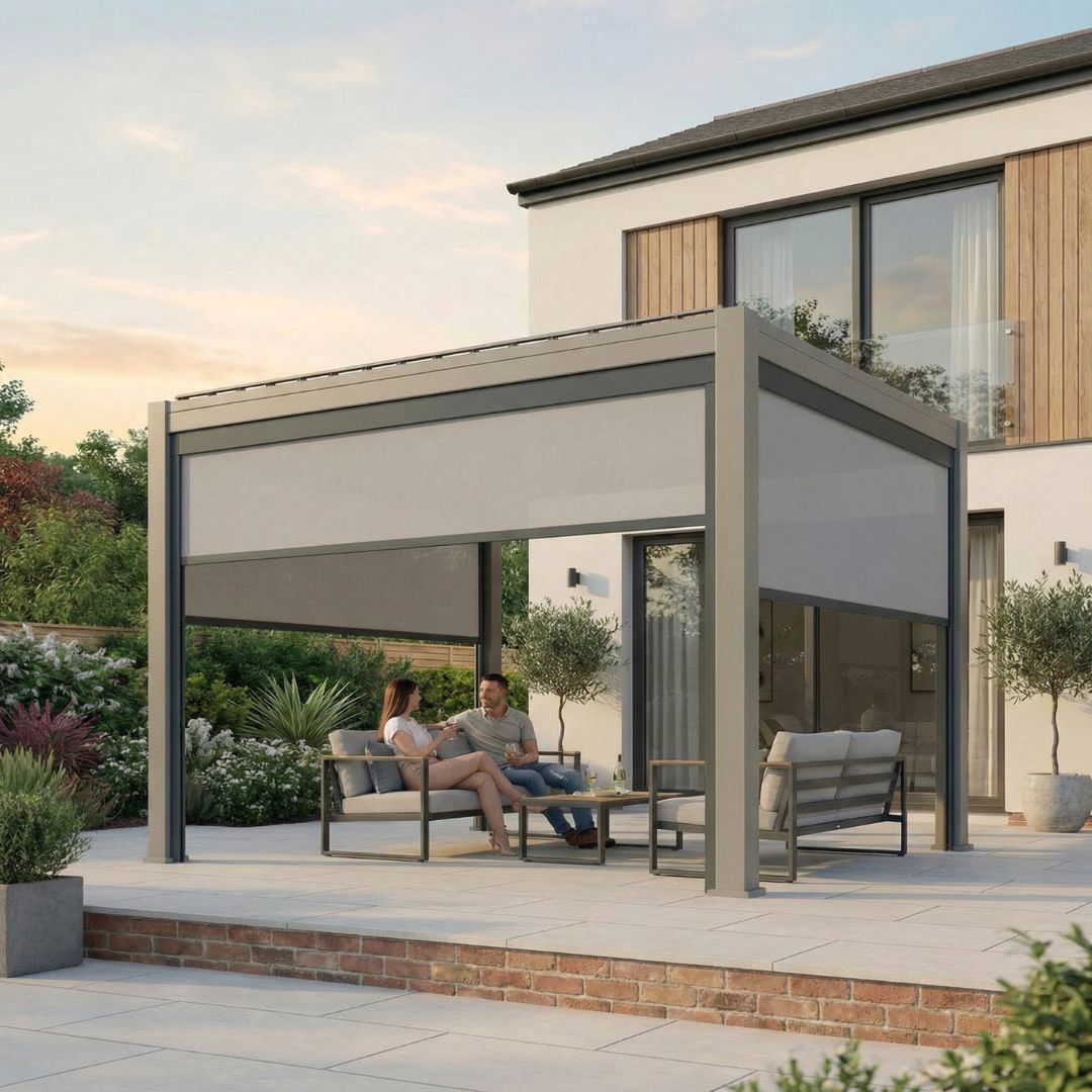 Hemera Deluxe Aluminium Pergola - 2.5m x 4m in Oyster