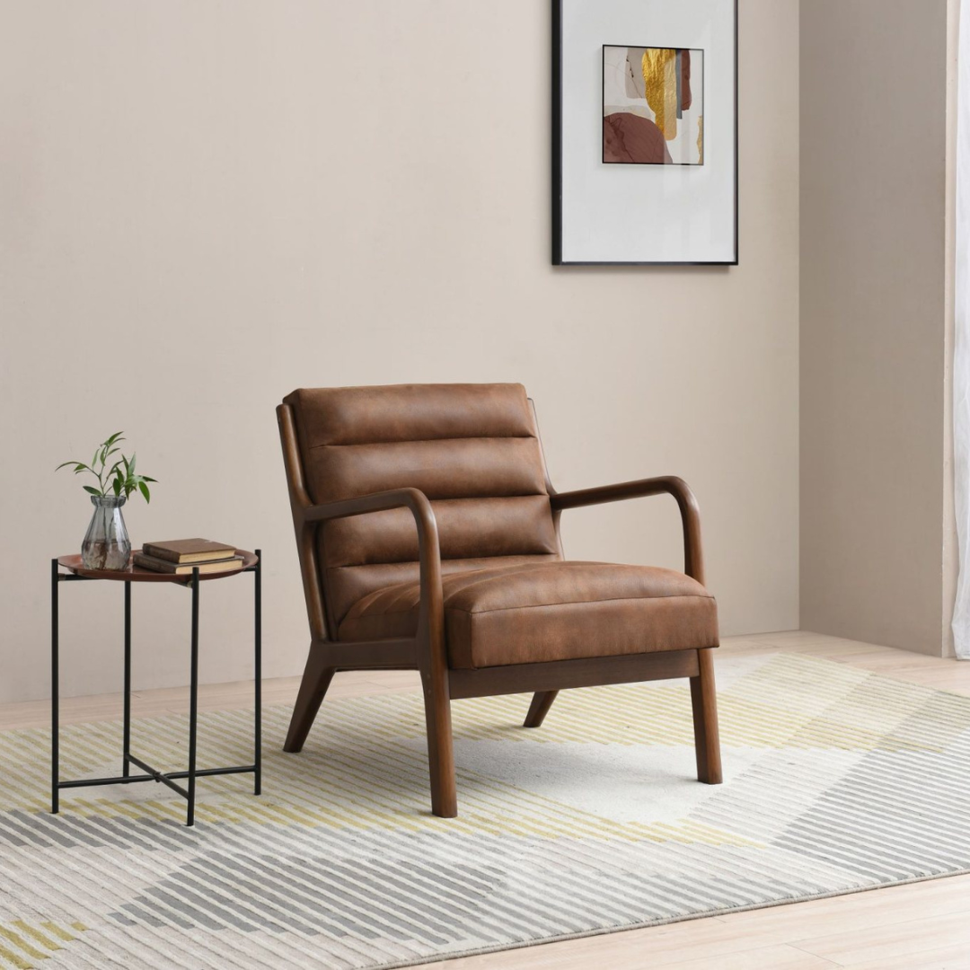Leather top accent armchair