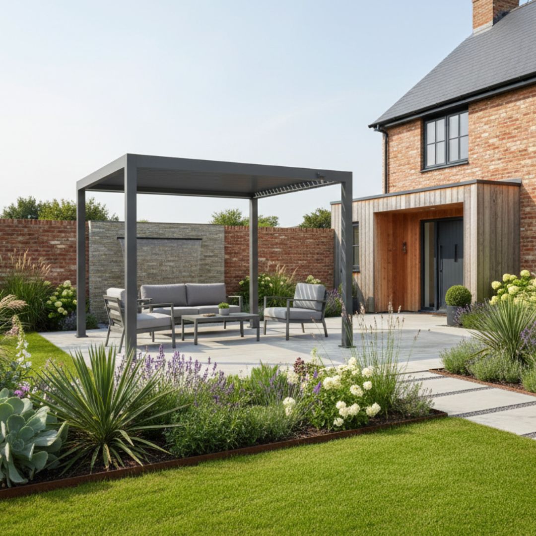 Neptune Deluxe LED Aluminium Pergola - 3m x 3m in Grey