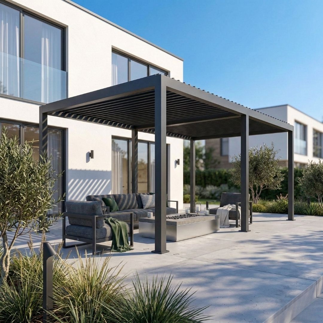 Hemera Deluxe Aluminium Pergola - 6m x 3m in Grey
