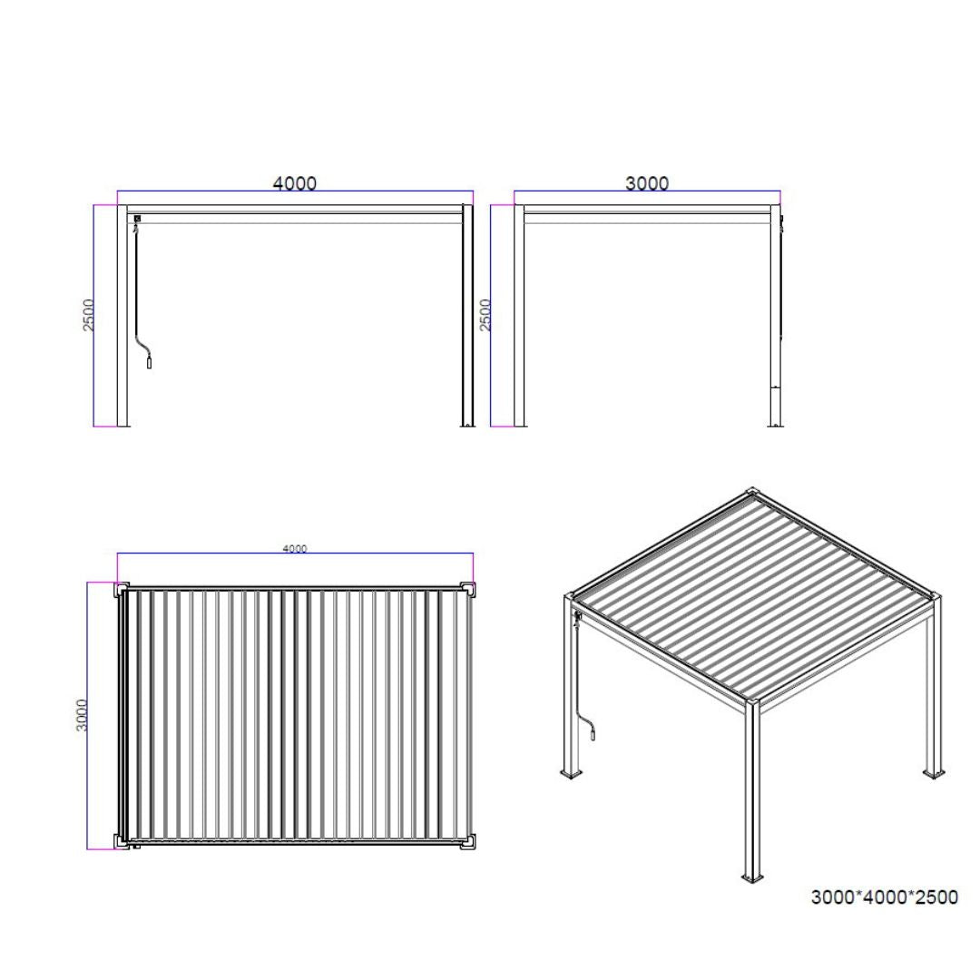 Hemera Deluxe Aluminium Pergola - 4m x 3m in Light Oak